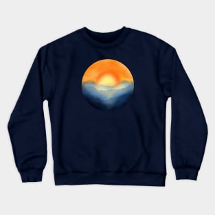 Vibrant Sun Rising Over The Mountains Abstract Digital WaterColor Art Crewneck Sweatshirt